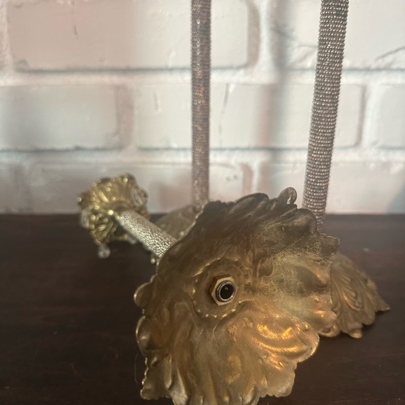 3 brass candle holders with crystal beading and crystal dangles - Picture 10 of 12